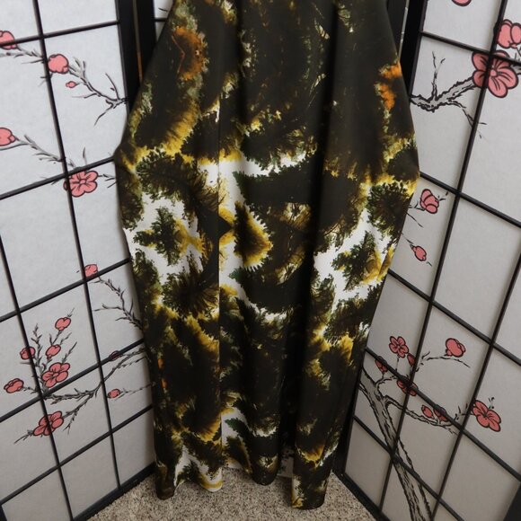 West African Stylish Halter Neck Dress in Green and White Tropical One Size NWOT - Picture 4 of 11